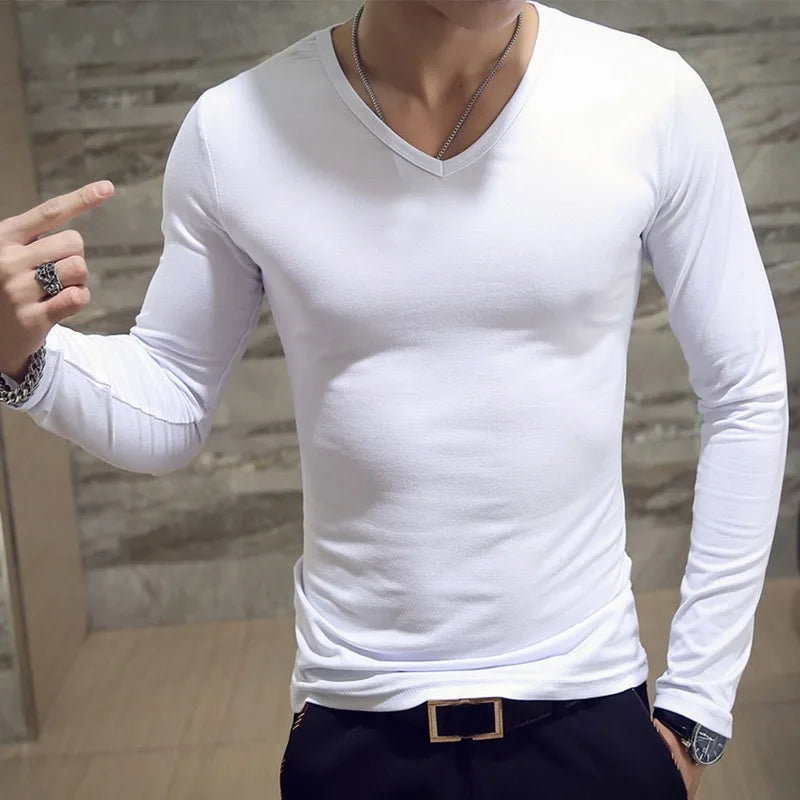 2021 manga comprida camiseta masculina t camisa com decote em v breatheble 3xl t