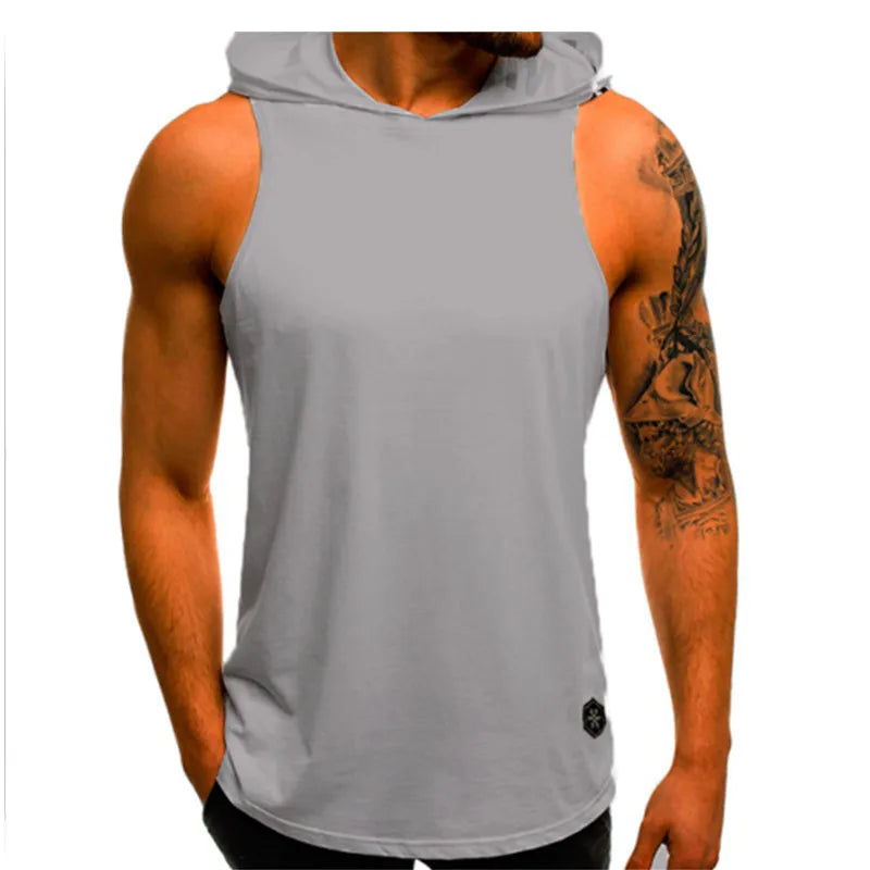 Moda verão dos homens sem mangas camisetas do hoodie do músculo moletom legal