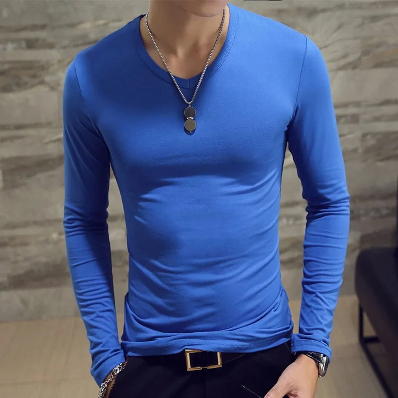 2021 manga comprida camiseta masculina t camisa com decote em v breatheble 3xl t