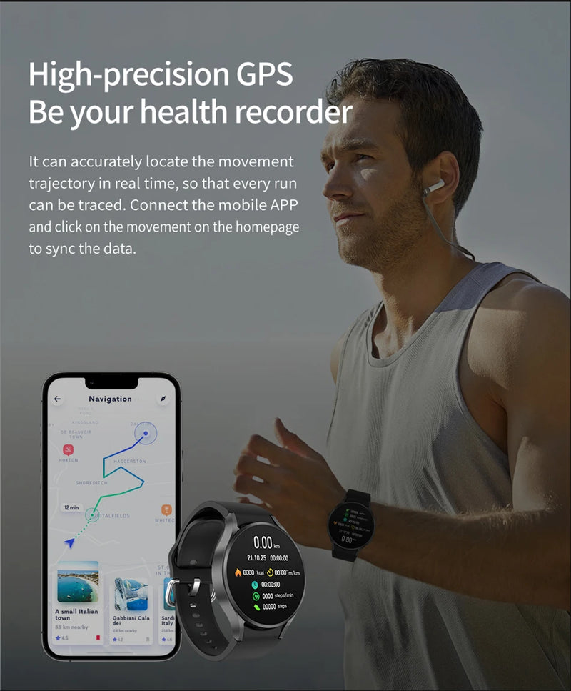 Relógio inteligente com GPS Track para Samsung Galaxy, Amoled, sempre Display,